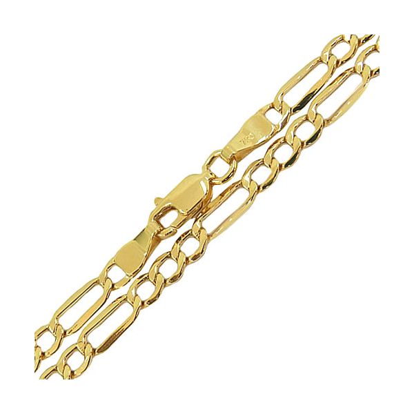 Corrente de Ouro 18k 750 Masculina Fígaro 3X1 5.4g