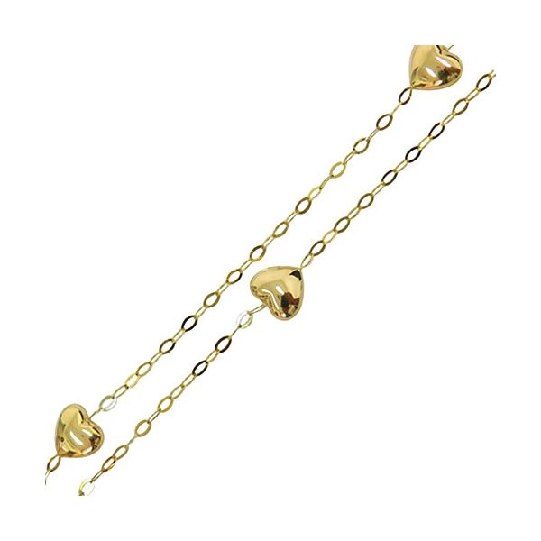 Colar Longo em Ouro 18K com Pingentes de Coração