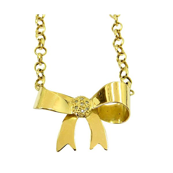 Gargantilha com Pingente Laço em Ouro 18K e Brilhantes
