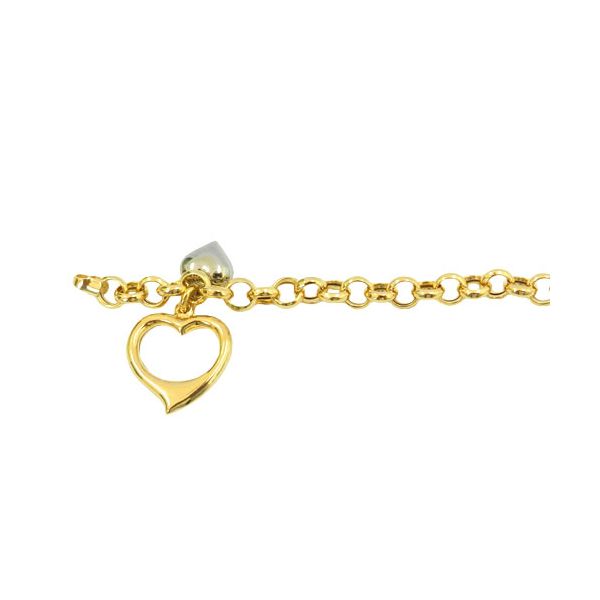 Pulseira de Ouro 18K Elo Português com Pingente de Coração