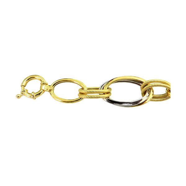 Pulseira Feminina de Ouro Branco e Amarelo 18K