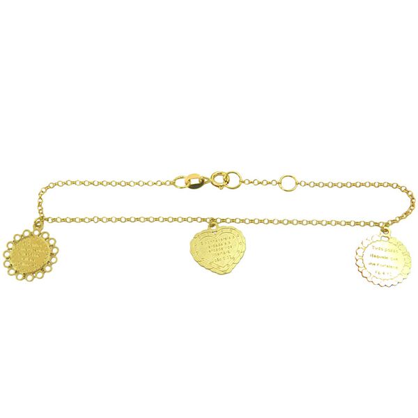 Pulseira Religiosa em Ouro 18K com passagens da Bíblia