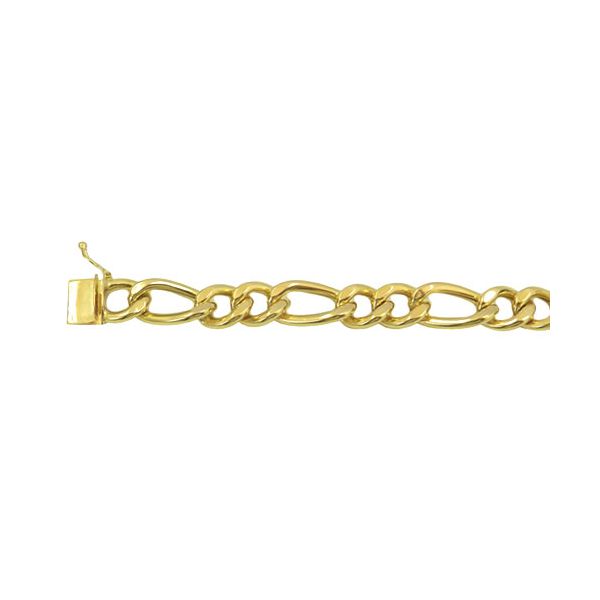 Pulseira Fígaro Masculina de Ouro 18K 2X1