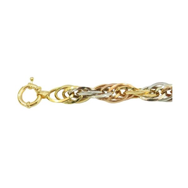 Pulseira Italiana Feminina em Ouro Branco, Amarelo e Rosê