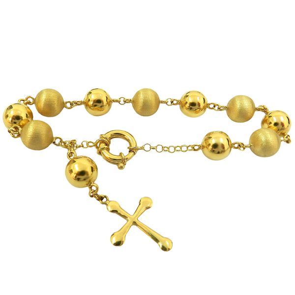 Pulseira em Ouro com Bolas Foscas e Polidas 10mm 12,6g