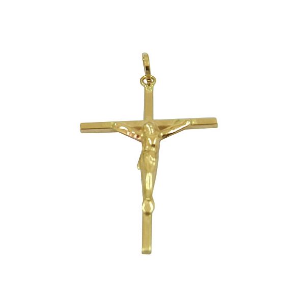 Crucifixo em ouro Fio Retangular Discreto com 24x11mm