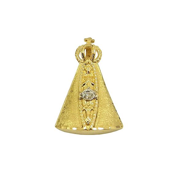 Pingente Nossa Senhora Aparecida de Ouro com Brilhante