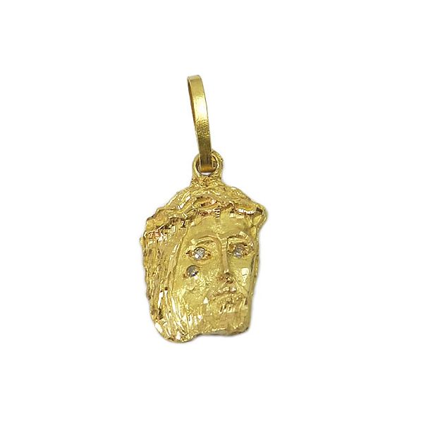Pingente Face de Cristo em Ouro 18K com Brilhantes