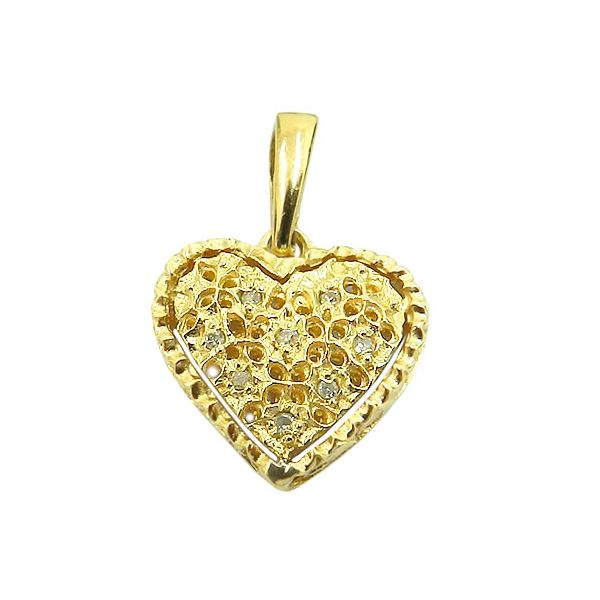 Pingente de Coração Diamantado em Ouro 18K com Brilhantes