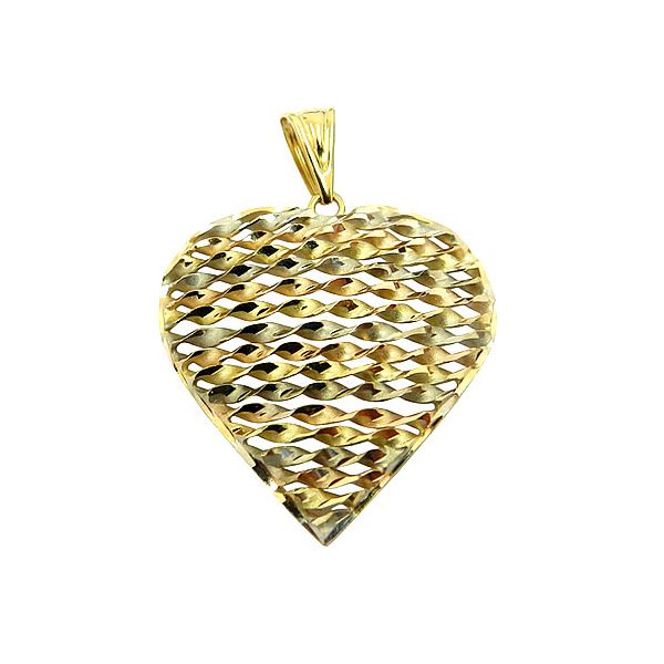 Pingente Coração em Ouro Branco, Amarelo e Rosê 18K