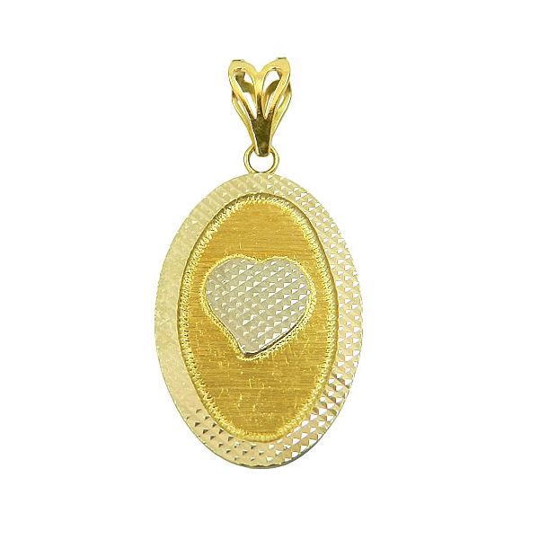 Medalha de Coração Diamantada em Ouro Branco e Amarelo 18K