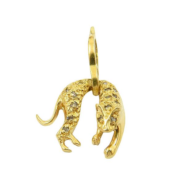 Pingente Pantera de Ouro 18K com Brilhantes