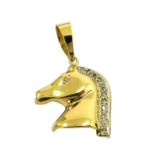 Pingente de Cavalo em Ouro 18K com Brilhantes