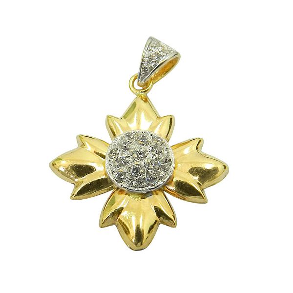 Pingente de Flor em Ouro 18K com Brilhantes