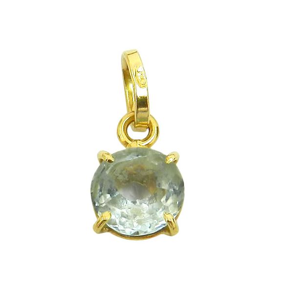 Pingente Solitário de Ouro 18K com Água Marinha