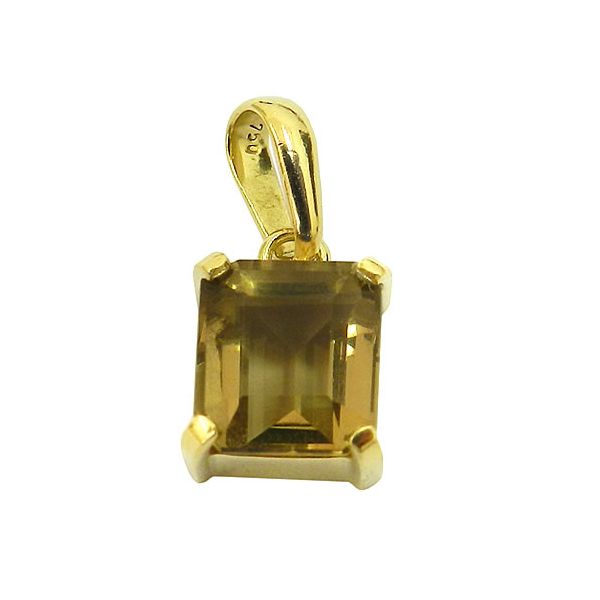 Pingente Solitário de Ouro 18K com Quartzo Fumê 