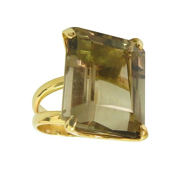 Anel de Ouro com Quartzo Fumê
