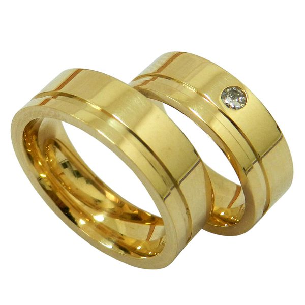 Alianças de Casamento em Ouro 18k com Brilhante