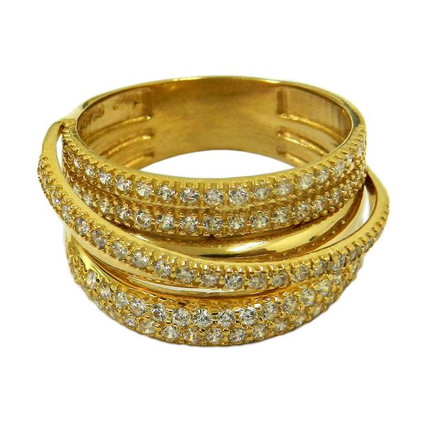 Anel de Ouro 5 Fios com Zircônias