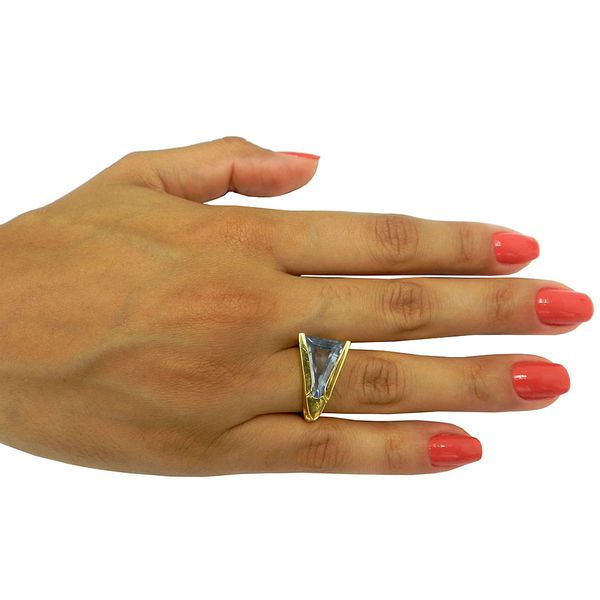 Anel em Ouro 18k 0,750 com Topázio Azul