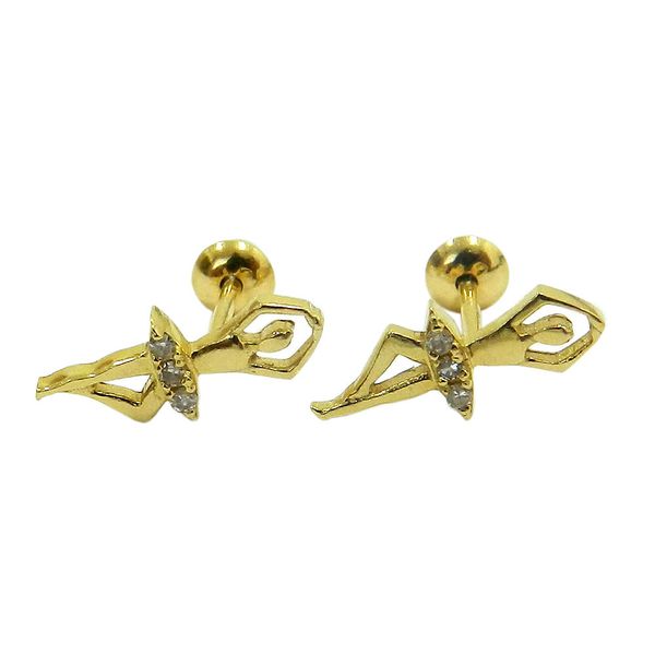 Brinco Infantil de Ouro 18k Bailarina com Brilhantes