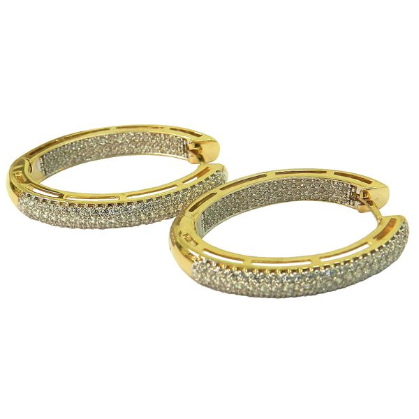 Argola em Ouro 18k Grande com Zircônias