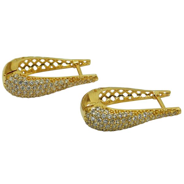 Argola de Ouro Vazada com Zircônias