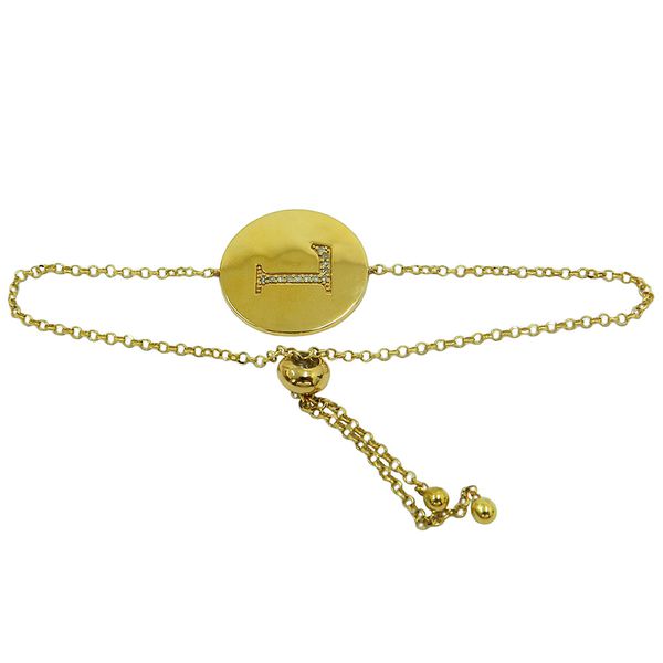 Pulseira em Ouro Letra com Brilhantes