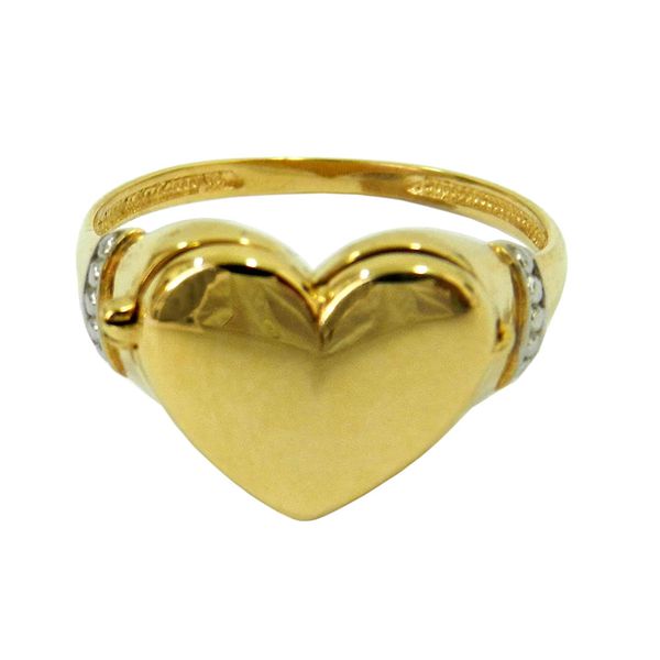Anel em Ouro 18k Relicário Coração 