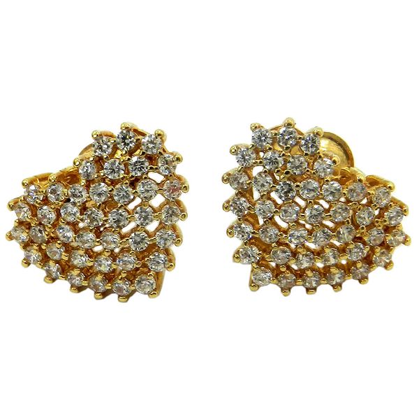 Brinco de Ouro Pavê Coração com Zircônias