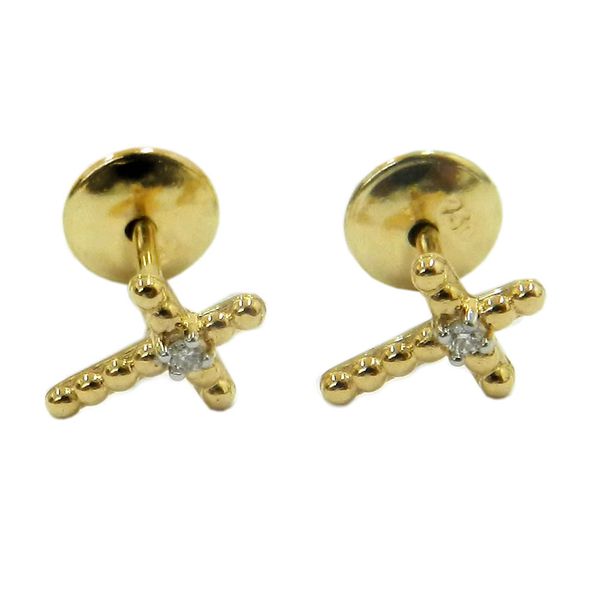 Brinco em Ouro 18k Cruz com Brilhantes