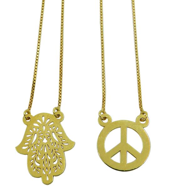 Escapulário de Ouro 18k Paz e Amor