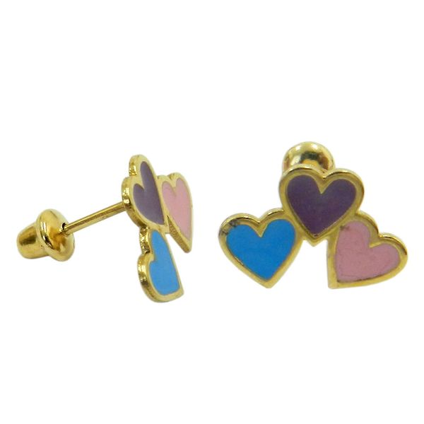 Brinco Infantil em Ouro 3 Corações