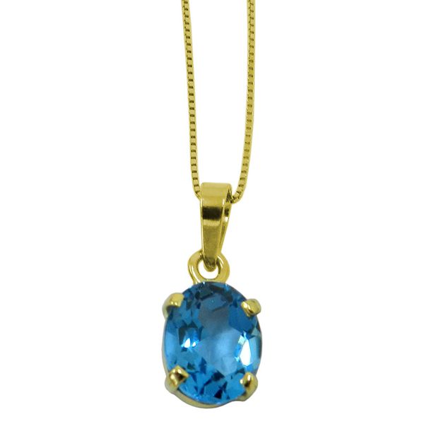 Pingente em Ouro 18k com Topázio Azul natural