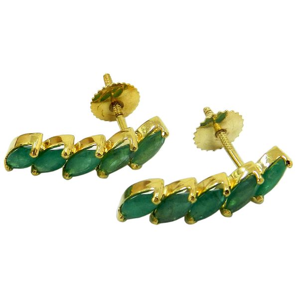 Brinco em Ouro 18k com Esmeraldas 2.2g