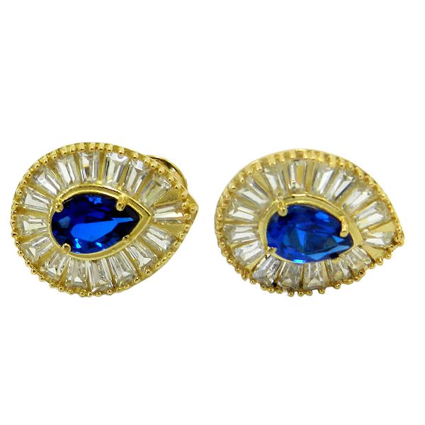 Brinco em Ouro 18k Gota de Zircônia 14.0x11.0mm