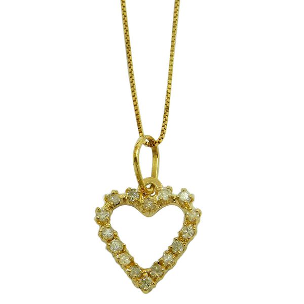 Pingente em Ouro 18k Coração com Brilhantes