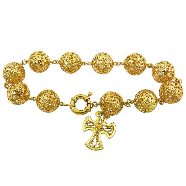 Linda Pulseira Italiana de Ouro Polida e Diamantada