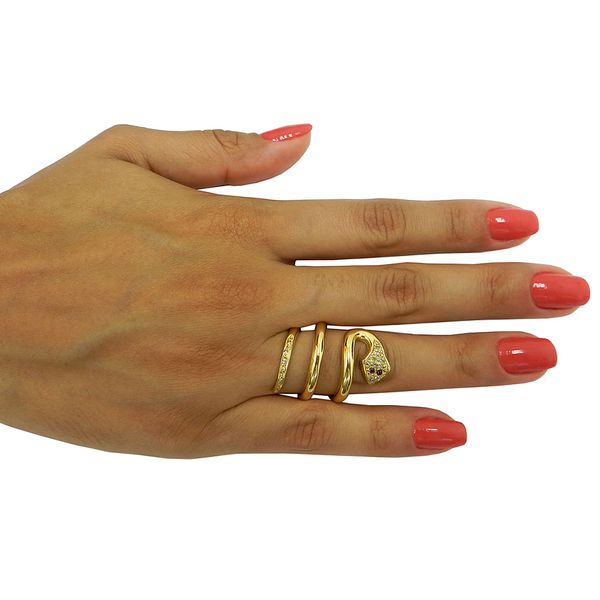 Anel em Ouro Cobra com Rubis e Brilhantes