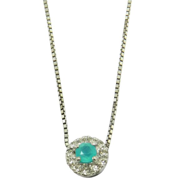 Gargantilha em Ouro Branco 18k com Esmeralda e Brilhantes