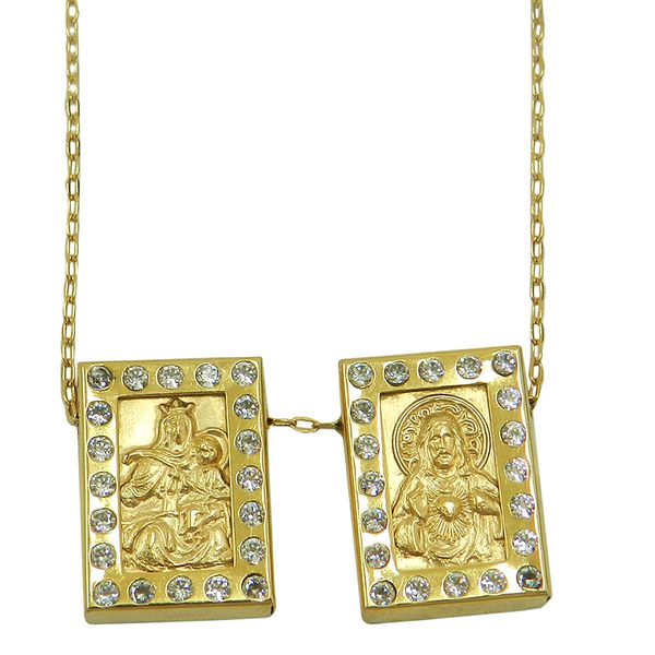 Gargantilha em Ouro 18k Escapulário com Zircônias