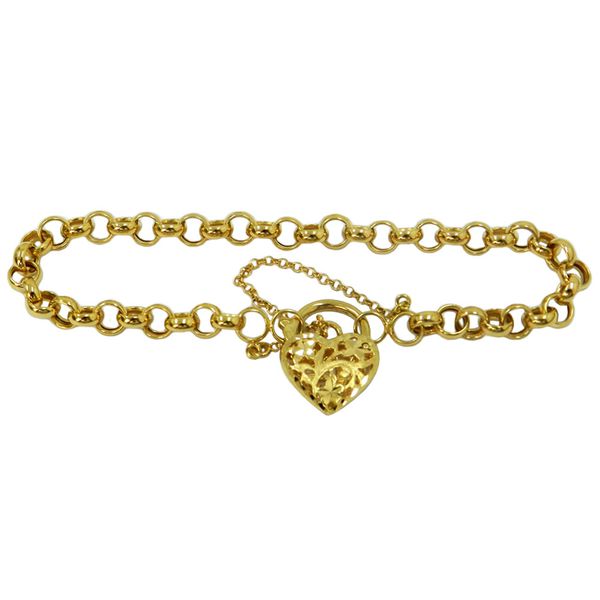 Pulseira Coração em Ouro Elo Português 