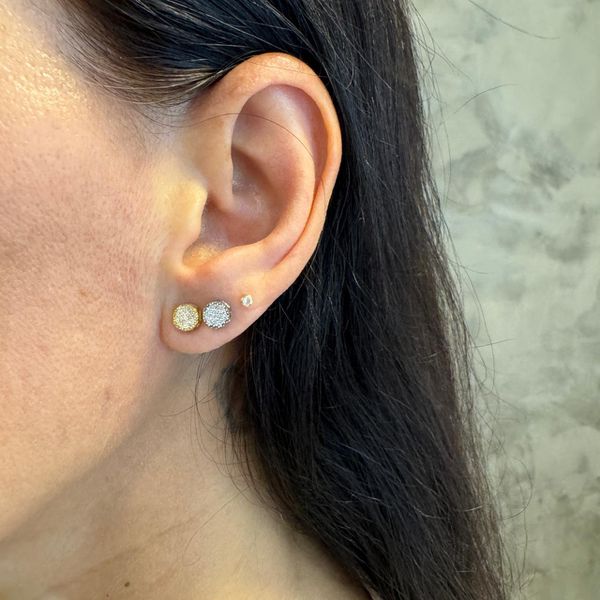 Brincos em Ouro 18K Pavê com 38 Brilhantes 1.3g 6,0mm | RDJ Joias