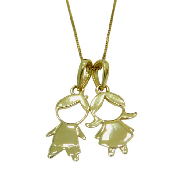 Pingente em Ouro 18K Filhos Menino e Menina 20mm