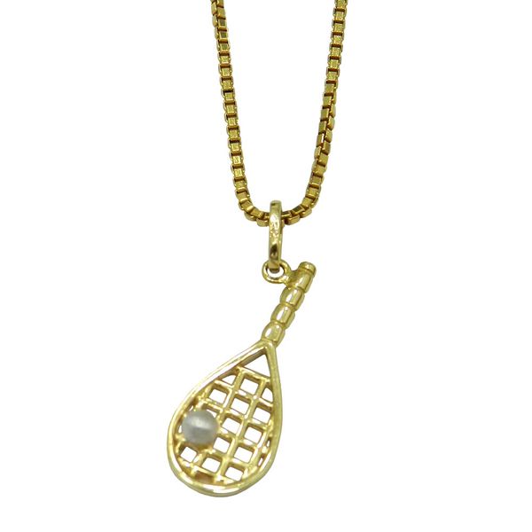 Pingente em Ouro 18K Raquete de Tênis 1.0g 23.0mm 