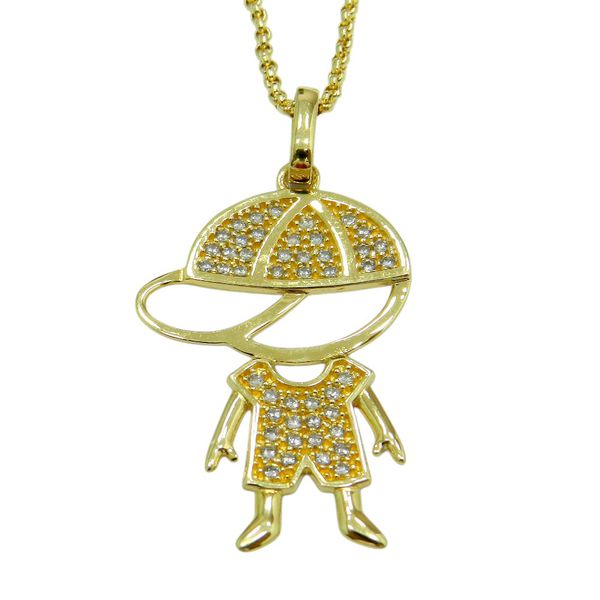 Pingente em Ouro 18K Zircônia Menino 3.5g 42.0mm
