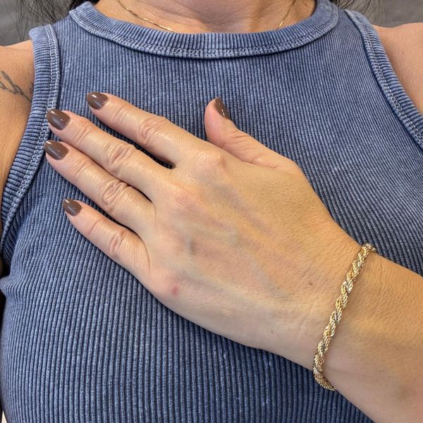 Pulseira de ouro 18k 750 Corda Três Cores 7.2g 4.4mm