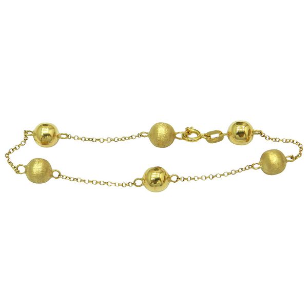 Pulseira de Ouro 18k Feminina 6 Bolas de 7.0mm 4.7g
