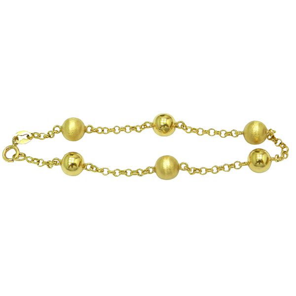Pulseira de Ouro 18k Feminina de Bolas 7.0mm 5.3g