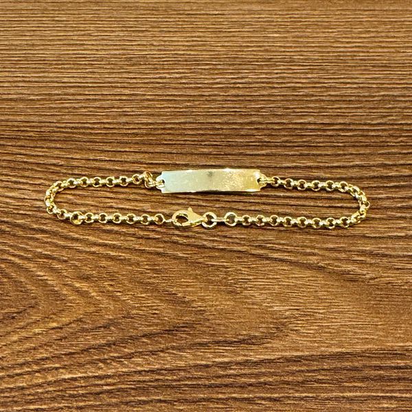 Pulseira em Ouro 18k Plaquinha Infantil 2.4g 5.0mm